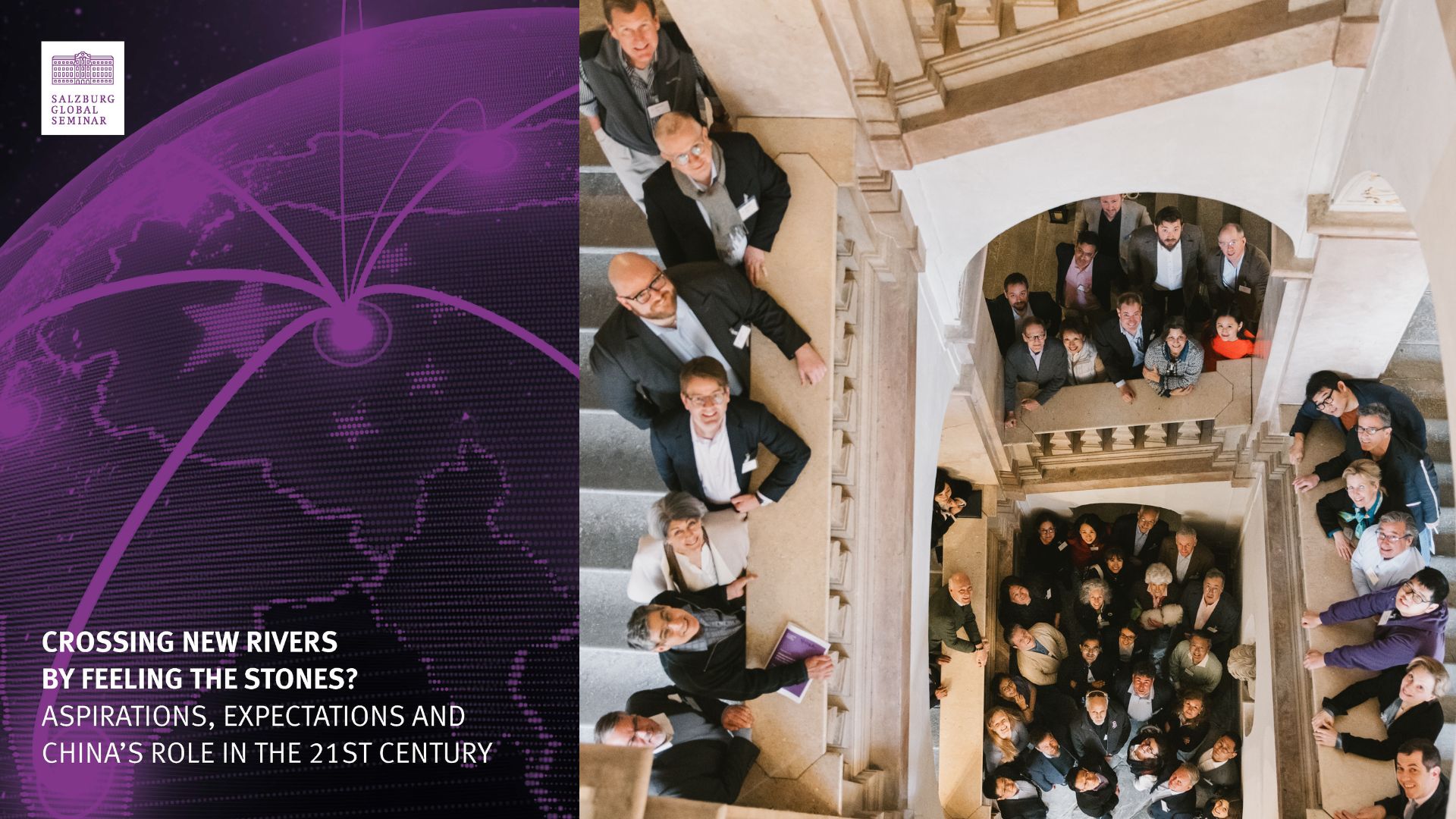 a report cover with a group photo of people on stairs