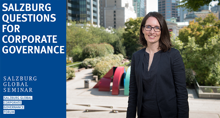 Stephanie Bertels alongside Salzburg Questions for Corporate Governance ident