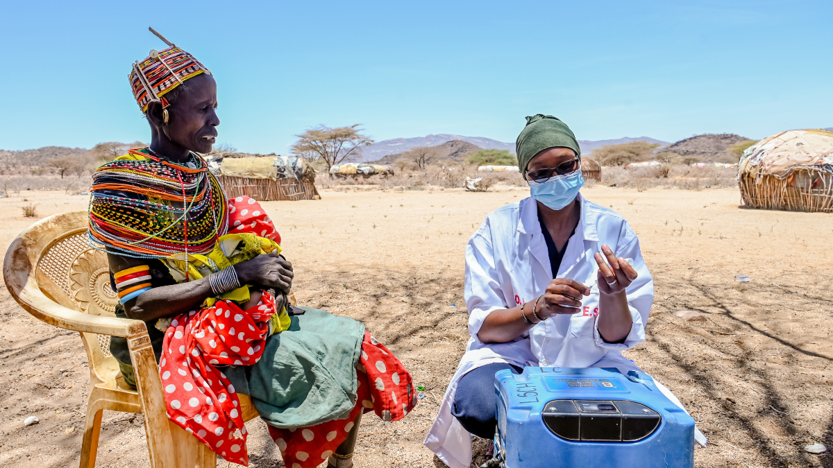 A woman gets a vaccine in Kenya